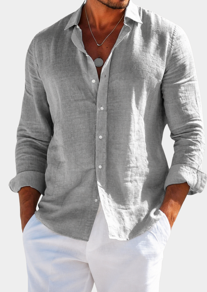 Men's Linen Blend Long Sleeve Shirt