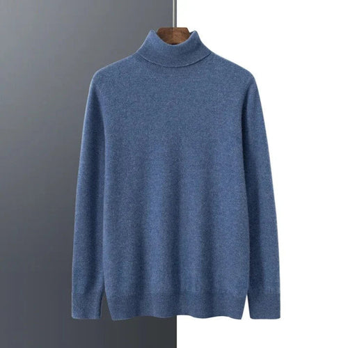 Men's 100% Cashmere Turtleneck Sweater | Elegant Classic Fit Warm Pullover 0