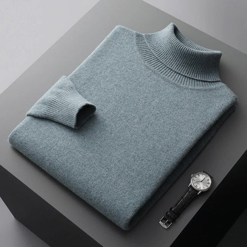 Men's 100% Cashmere Turtleneck Sweater | Elegant Classic Fit Warm Pullover 1
