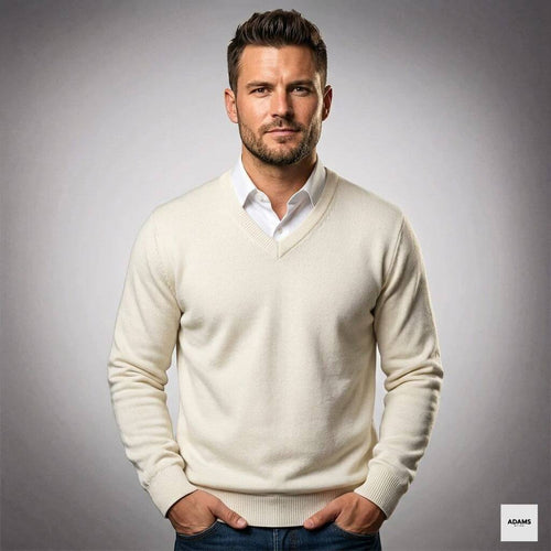 Men's Cashmere V-Neck Sweater | Elegant Slim Fit Lightweight Design for Year-Round Wear 1