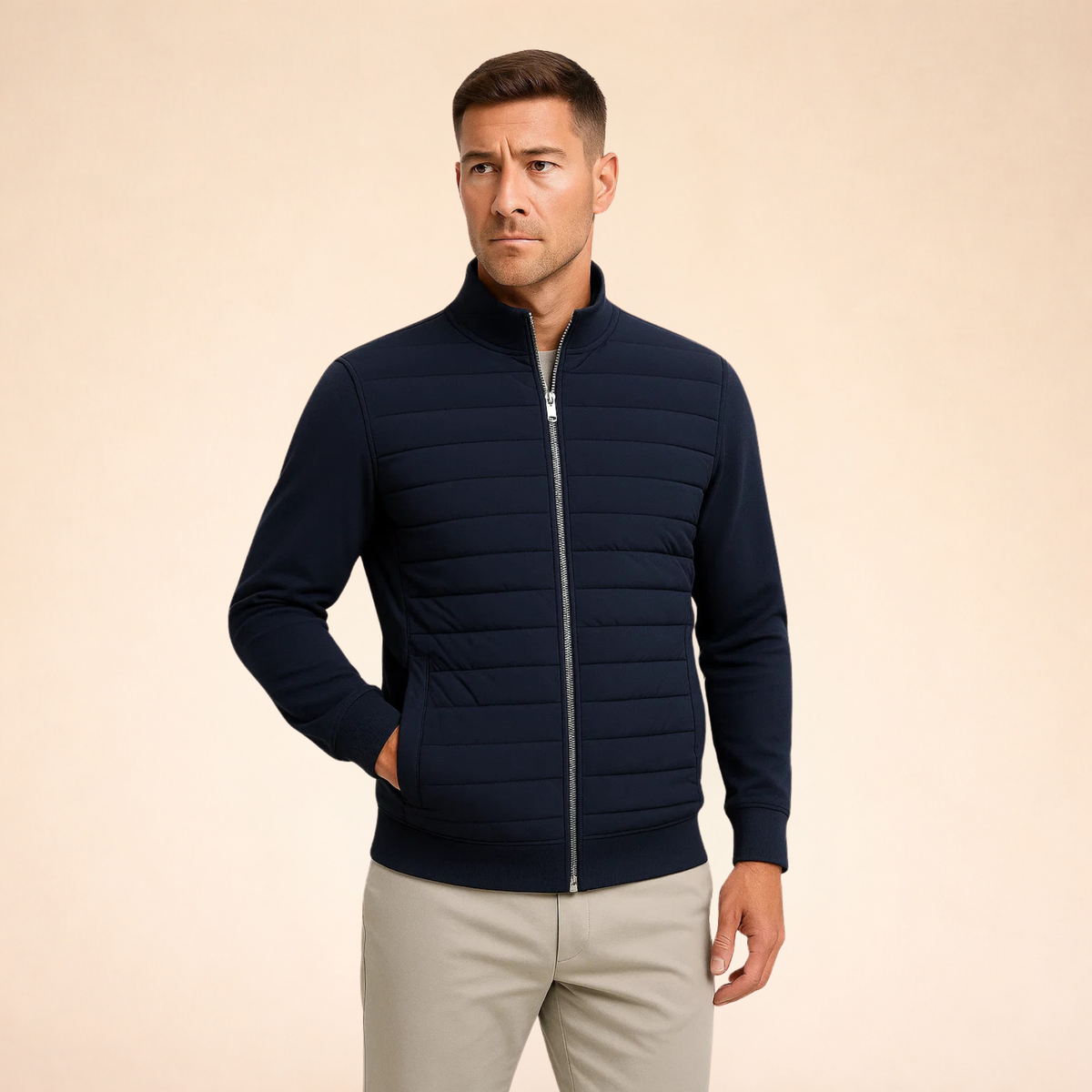 Men's Cotton-Polyester Hybrid Puffer Jacket