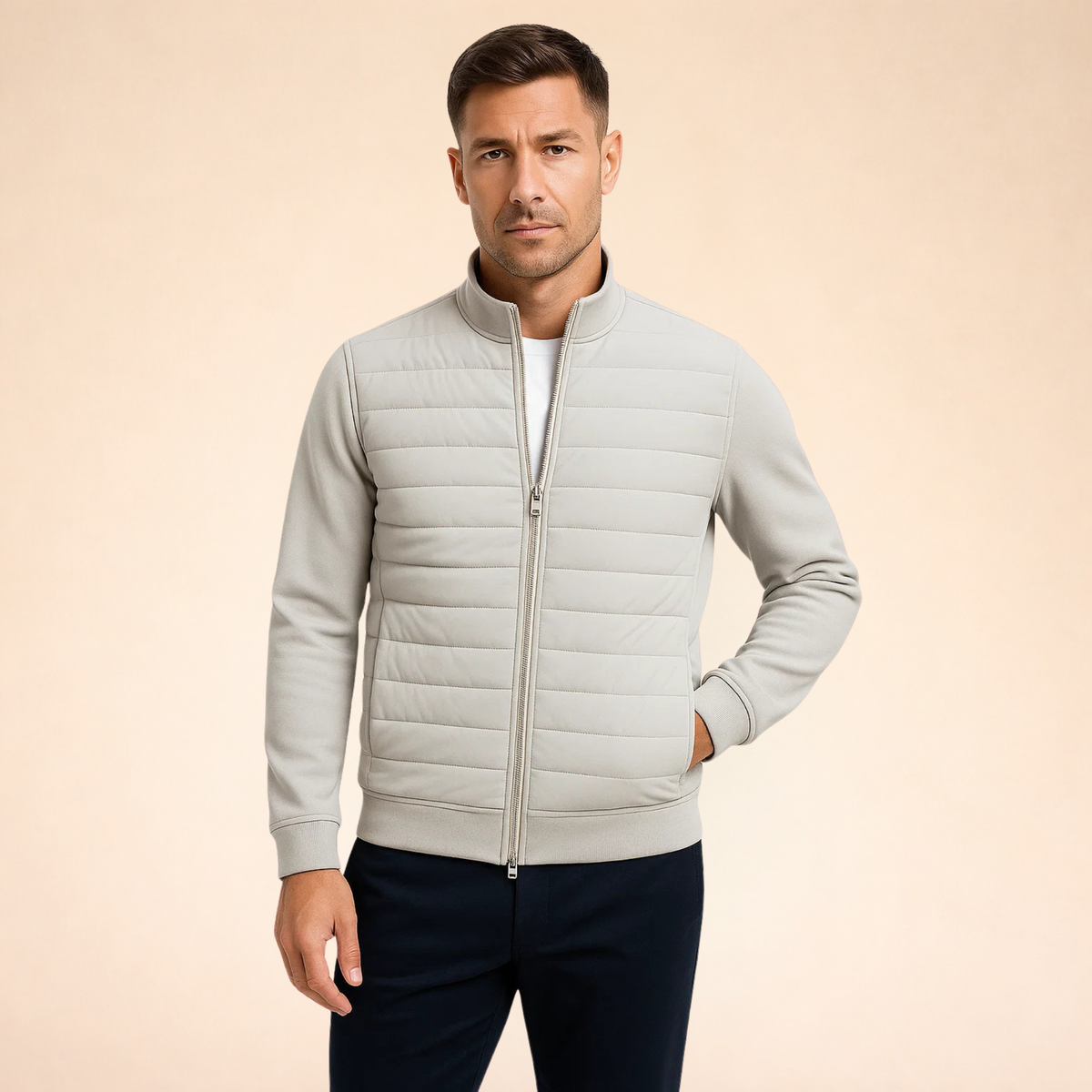 Men's Cotton-Polyester Hybrid Puffer Jacket