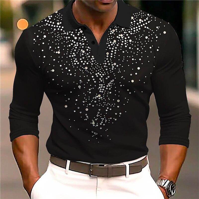 Men's Cotton Blend Long Sleeve Polo Shirt