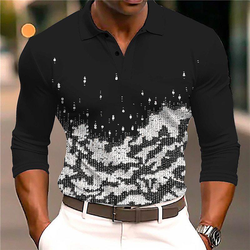 Men's Cotton Blend Long Sleeve Polo Shirt