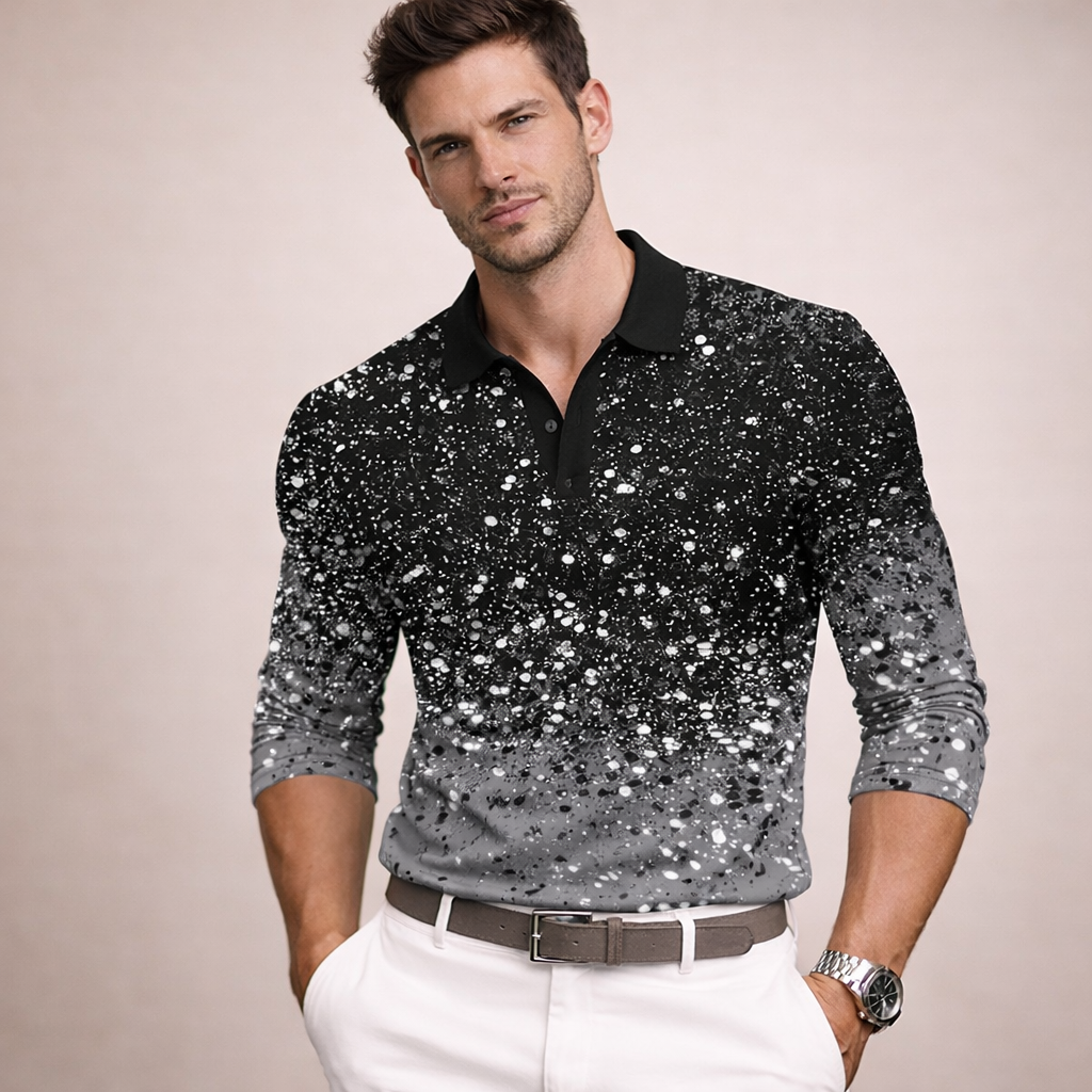 Men's Cotton Blend Long Sleeve Polo Shirt