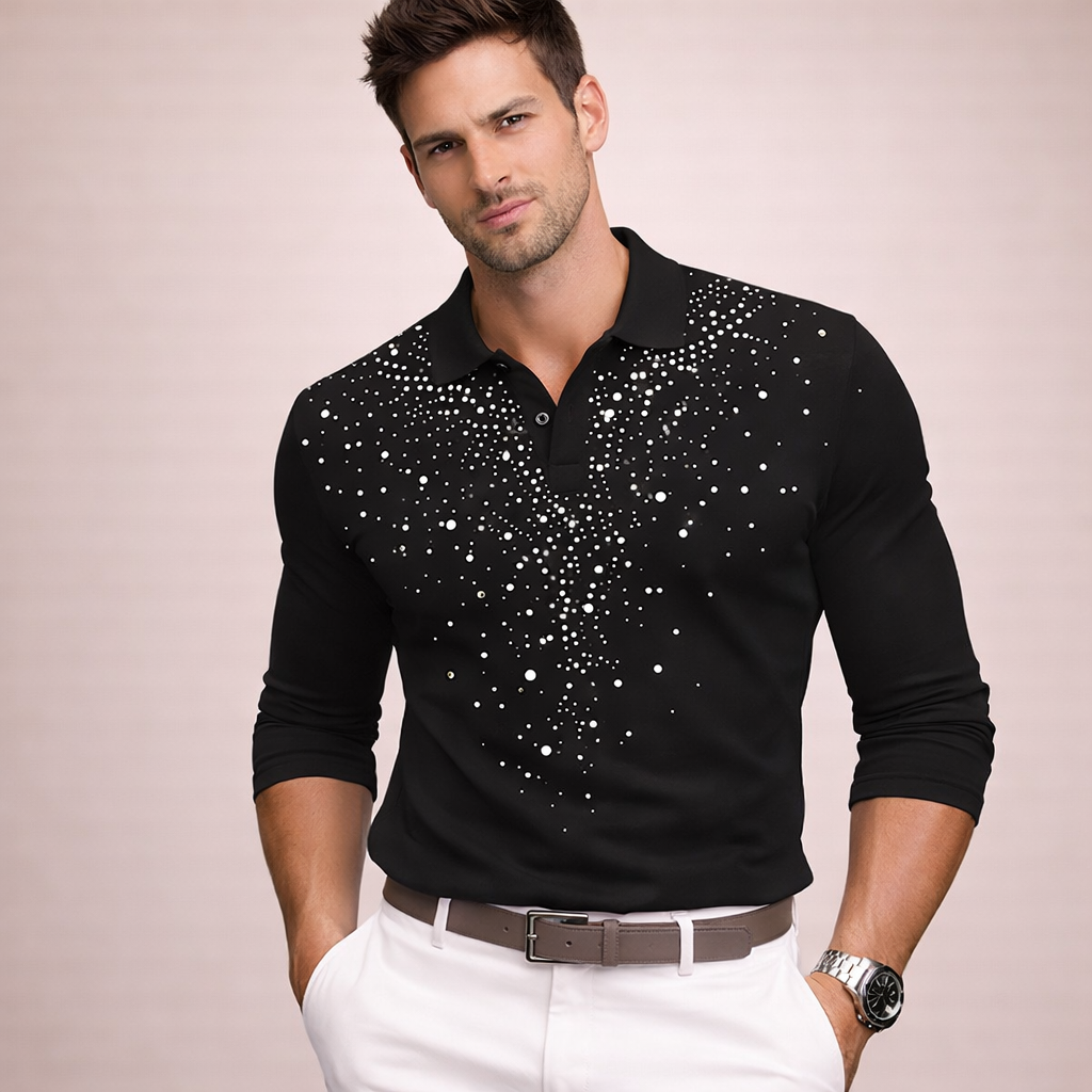 Men's Cotton Blend Long Sleeve Polo Shirt
