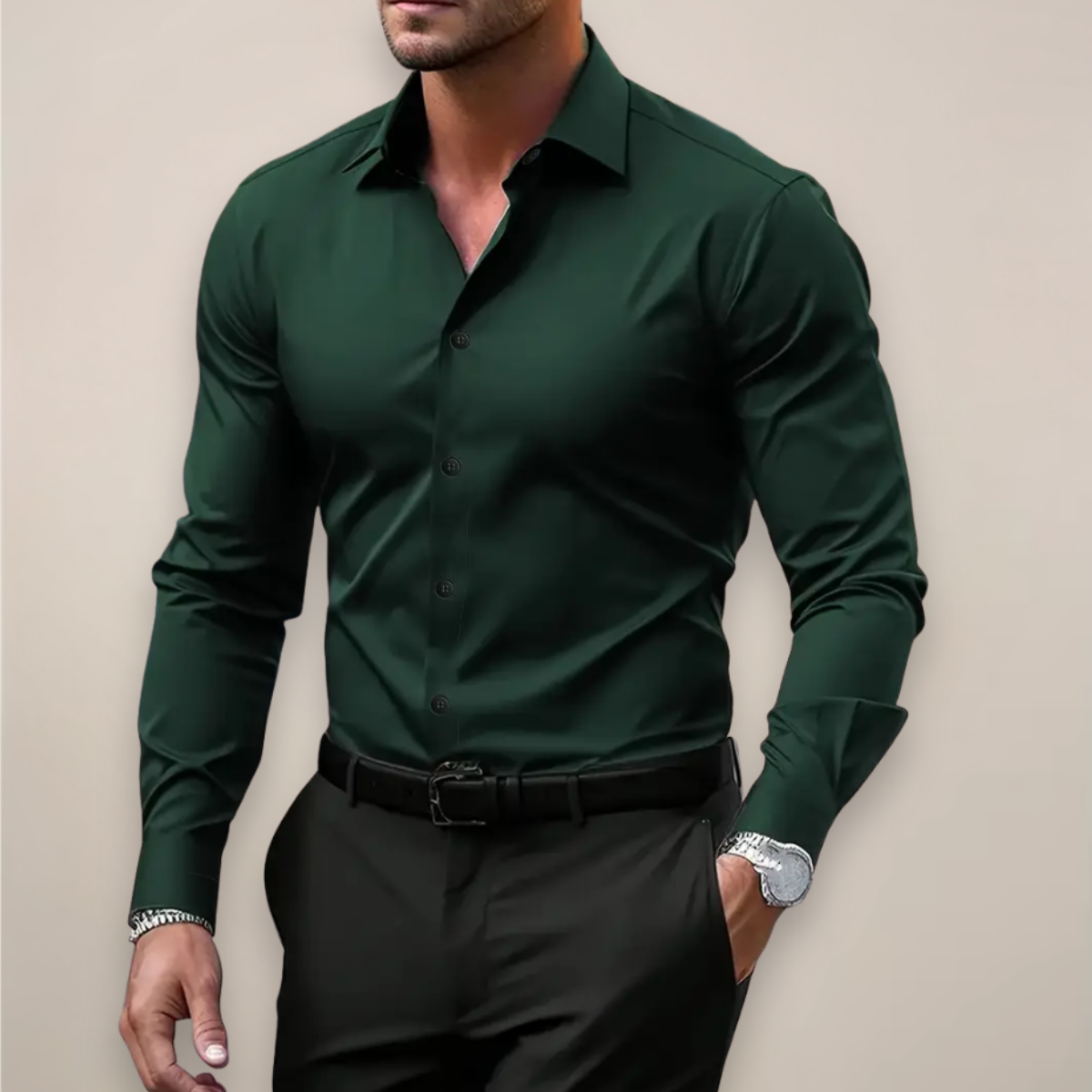 Men's Cotton Long-Sleeve Dress Shirt
