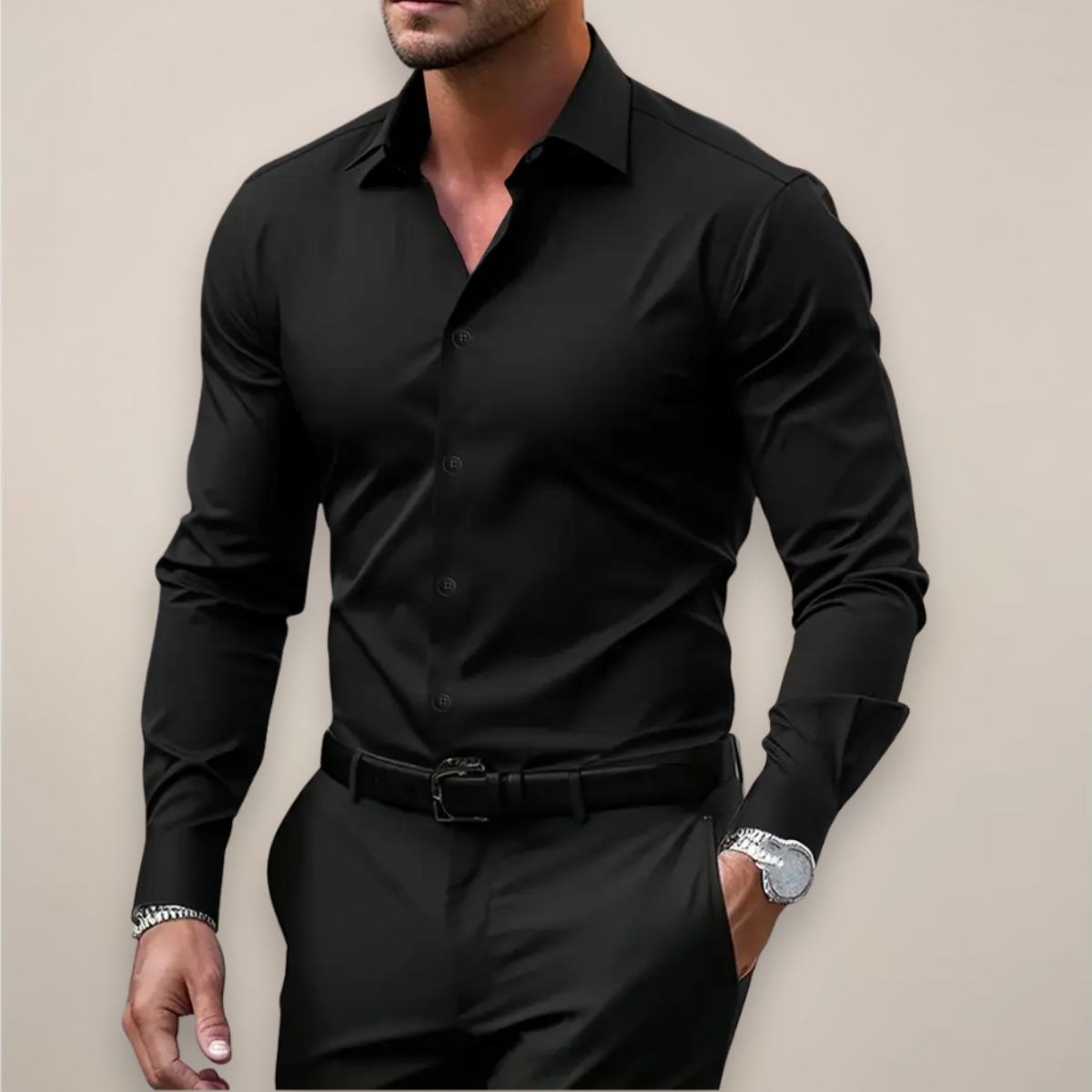 Men's Cotton Long-Sleeve Dress Shirt