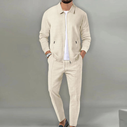 Men's Lightweight Fabric Tracksuit | Stylish Zip Jacket and Tapered Joggers for Casual Comfort 0
