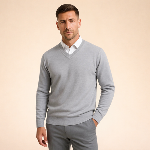 Men's Premium Cashmere V-Neck Sweater | Elegant Slim-Fit Lightweight Top 1