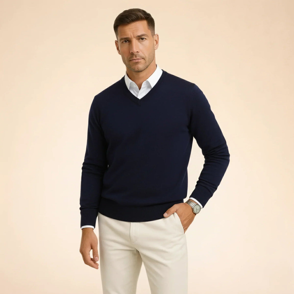 Men's Premium Cashmere V-Neck Sweater