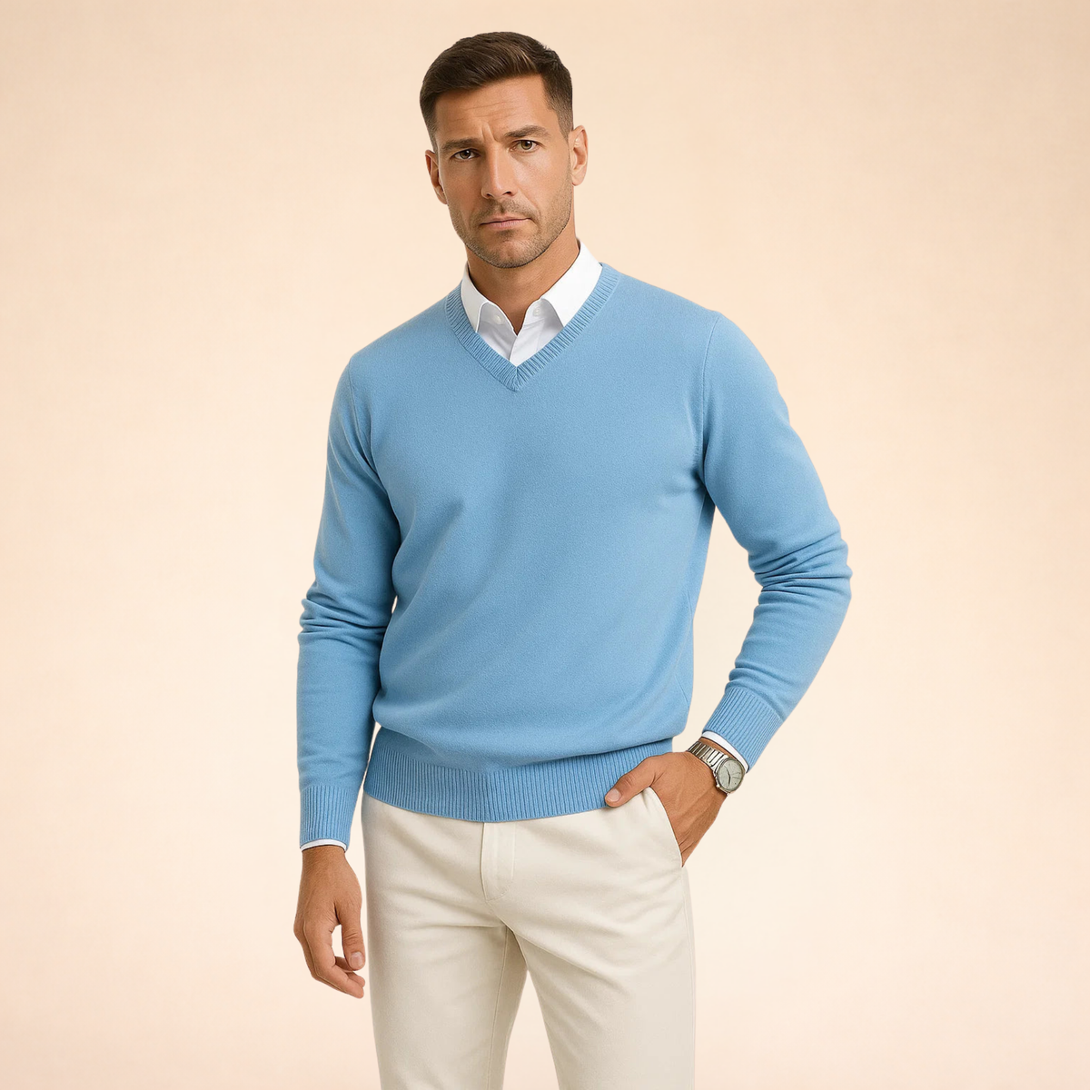 Men's Premium Cashmere V-Neck Sweater