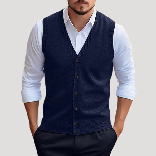 Men's Soft Knit Waistcoat | Tailored Sleeveless Layering Jumper 0