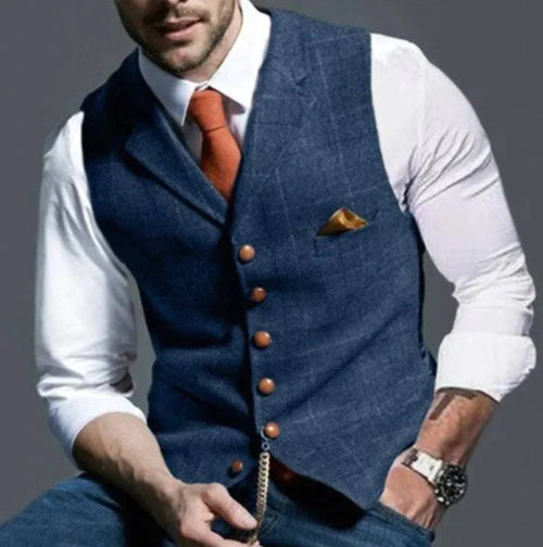 Men's Tailored Fabric Vest | Sophisticated Versatile Waistcoat for Formal Events 0