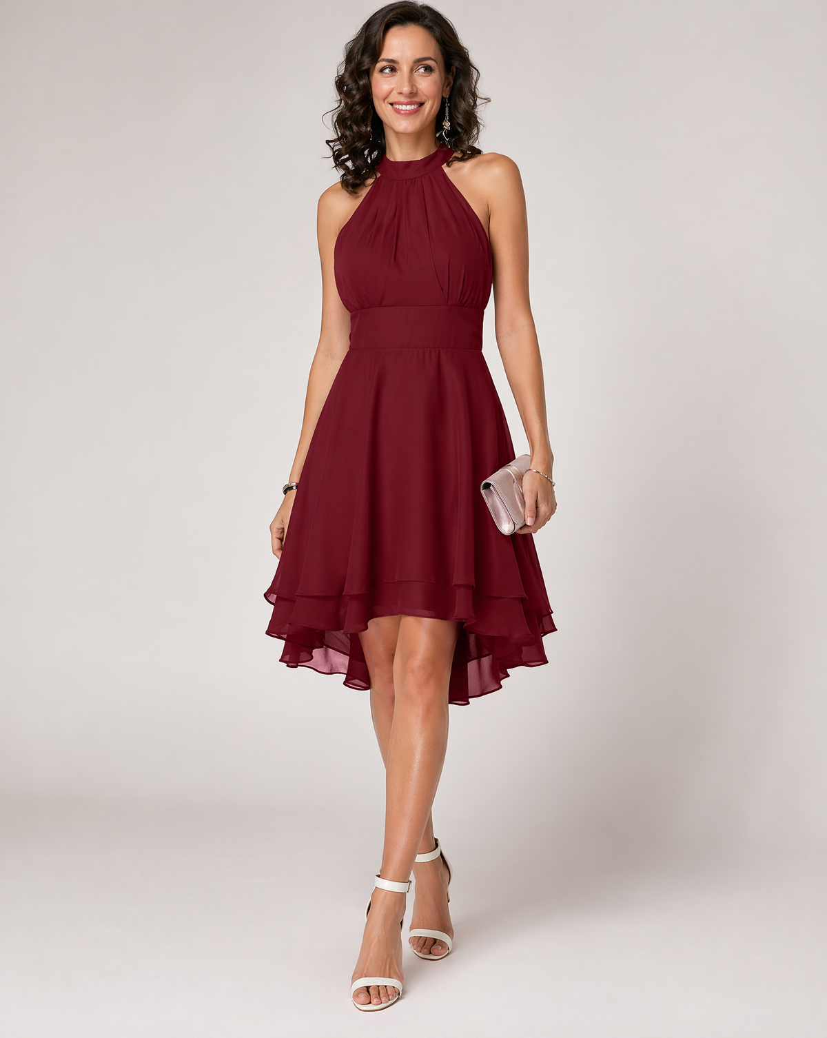 Women's Chiffon Halter Midi Dress