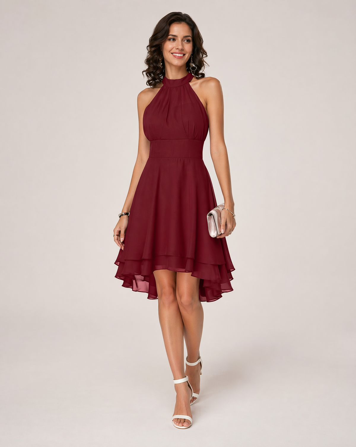 Women's Chiffon Halter Midi Dress