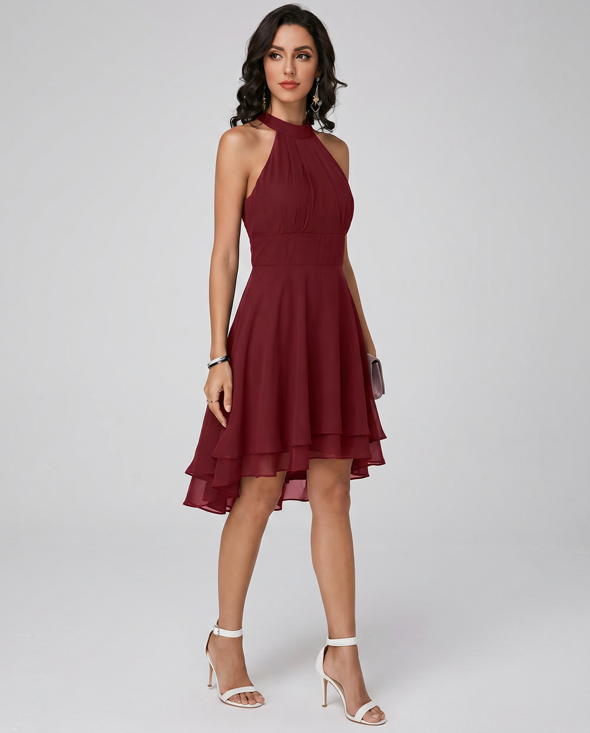 Women's Chiffon Halter Midi Dress