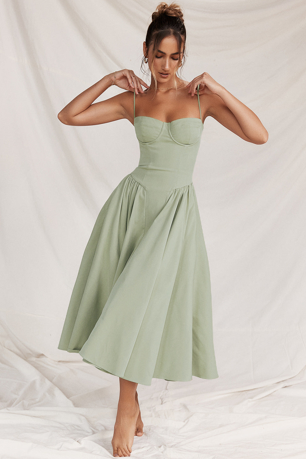 Women's Cotton-Polyester Midi Dress