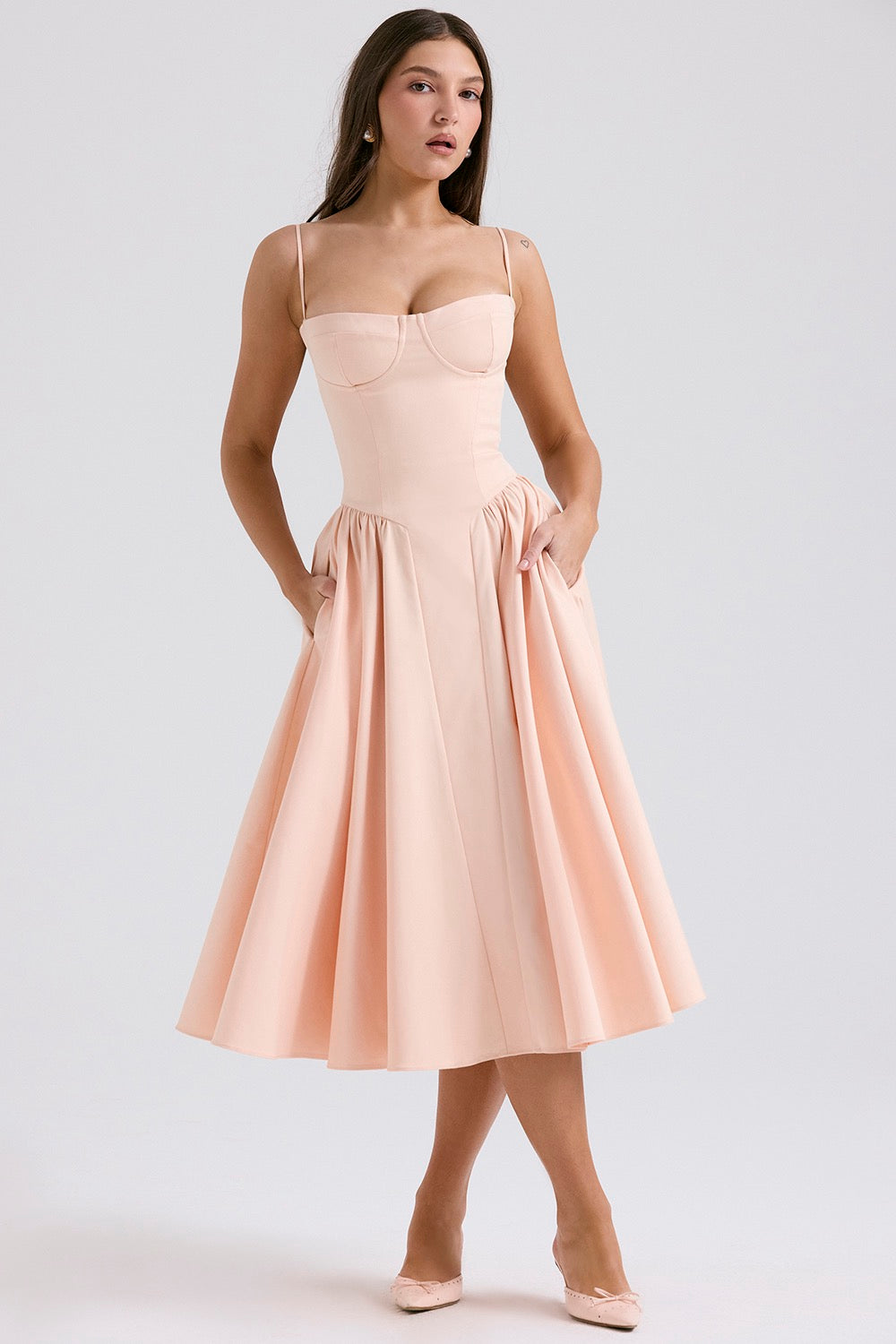 Women's Cotton-Polyester Midi Dress