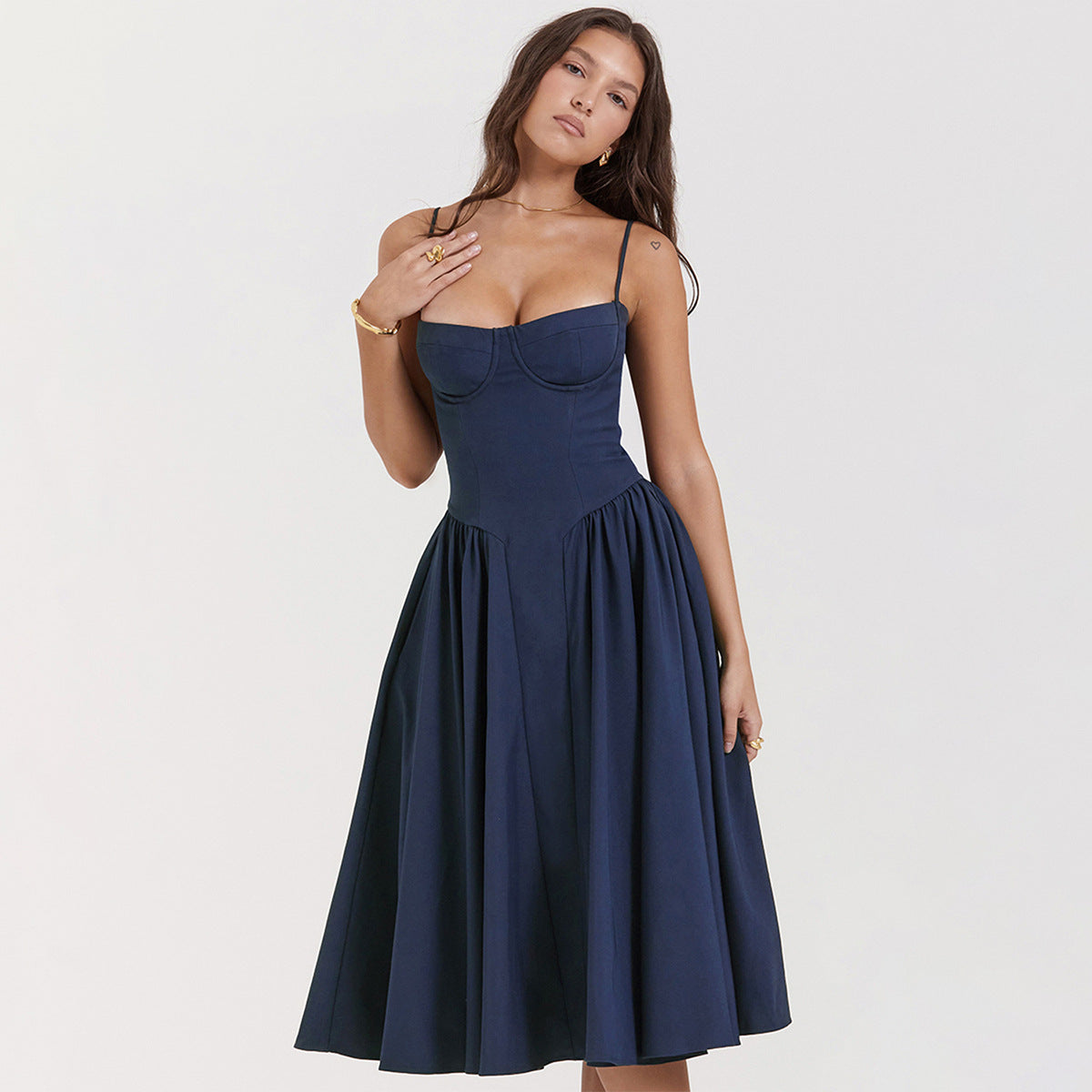 Women's Cotton-Polyester Midi Dress