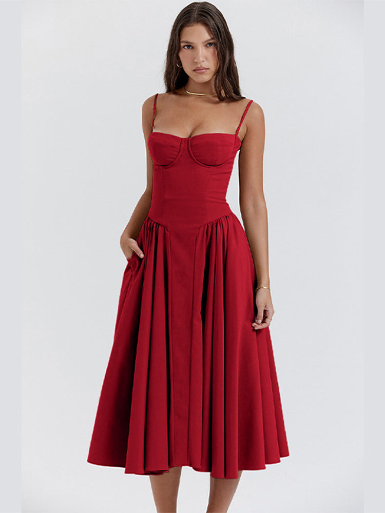 Women's Cotton-Polyester Midi Dress