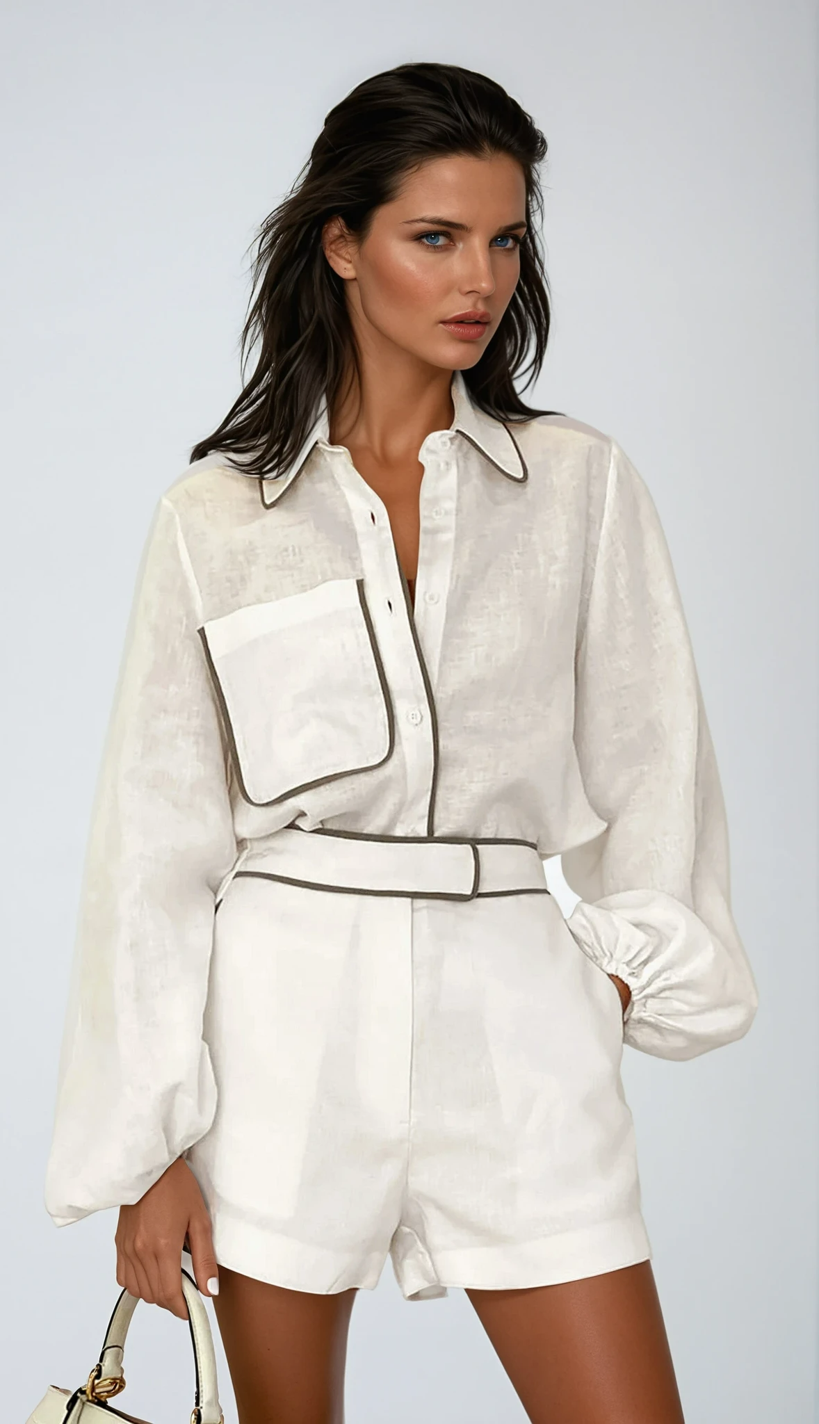 Women's Cotton Linen Two Piece Short Set