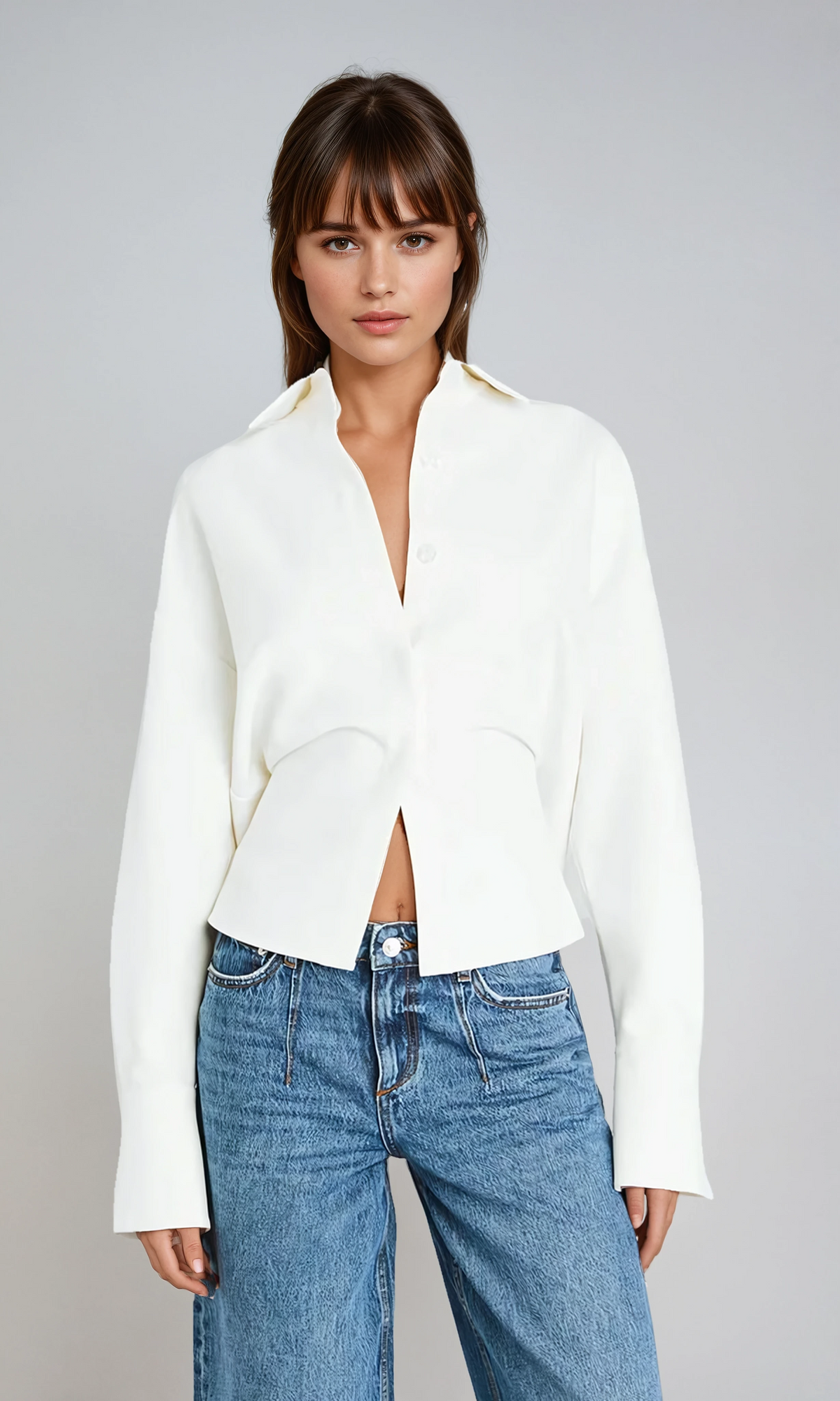 Women's Crepe Button Down Blouse