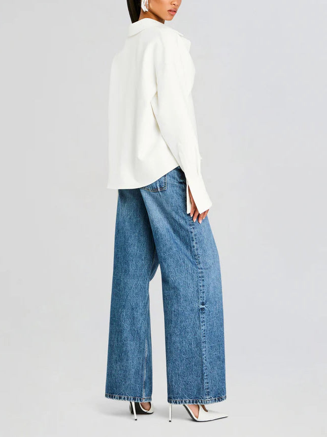 Women's Crepe Button Down Blouse