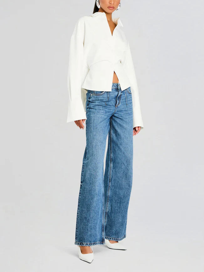Women's Crepe Button Down Blouse