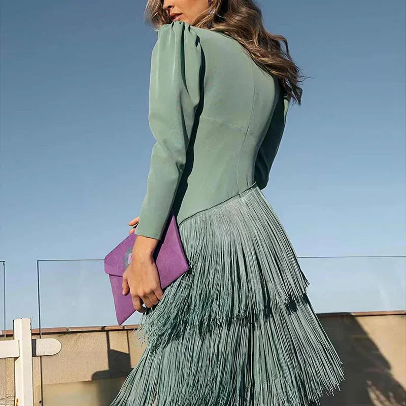 Women's Elegant Fringe Maxi Dress