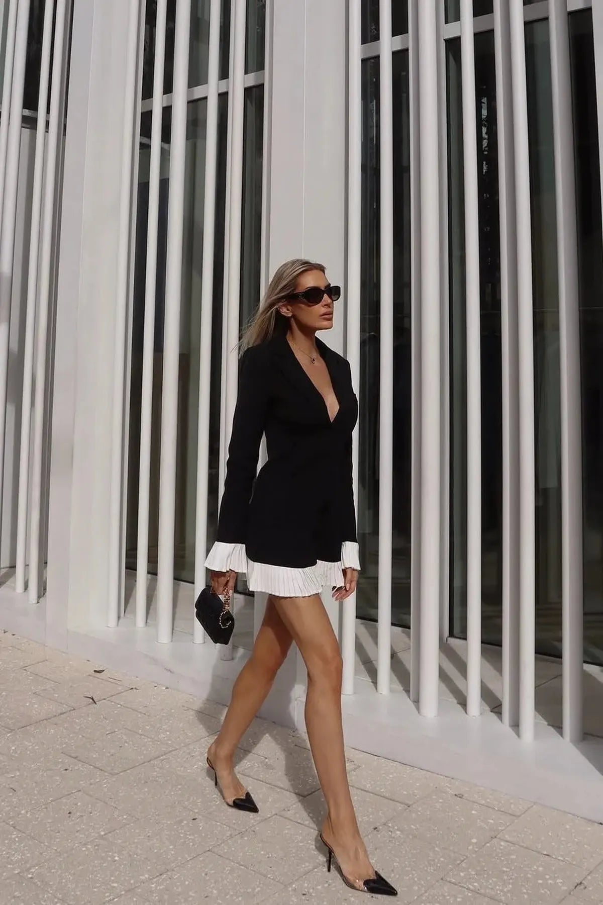 Women's Elegant Pleated Mini Dress