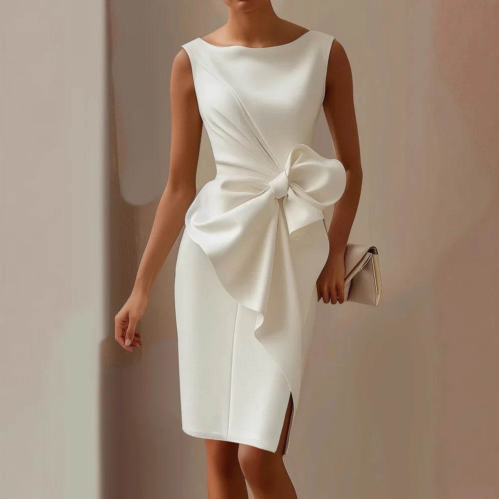 Women's Elegant Solid Color Bow Dress