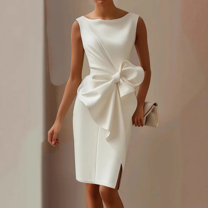 Women's Elegant Solid Color Bow Dress