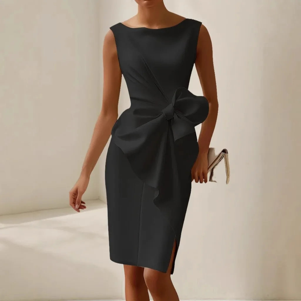Women's Elegant Solid Color Bow Dress
