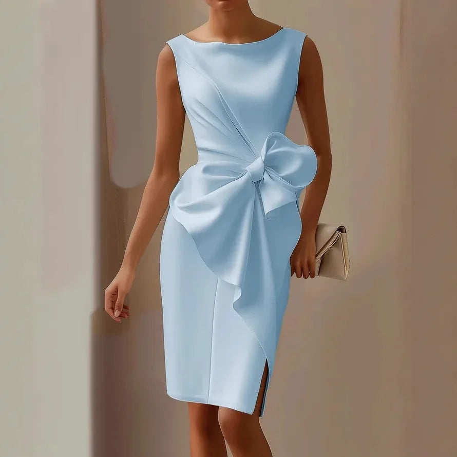 Women's Elegant Solid Color Bow Dress