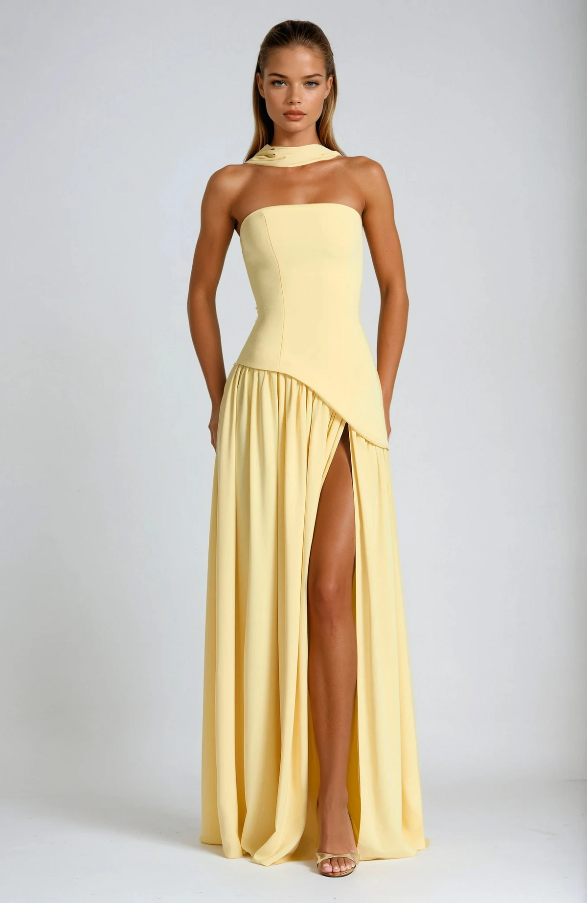 Women's Elegant White Strapless Maxi Dress