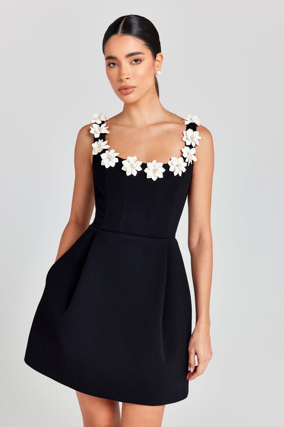 Women's Floral Appliqué Mini Dress
