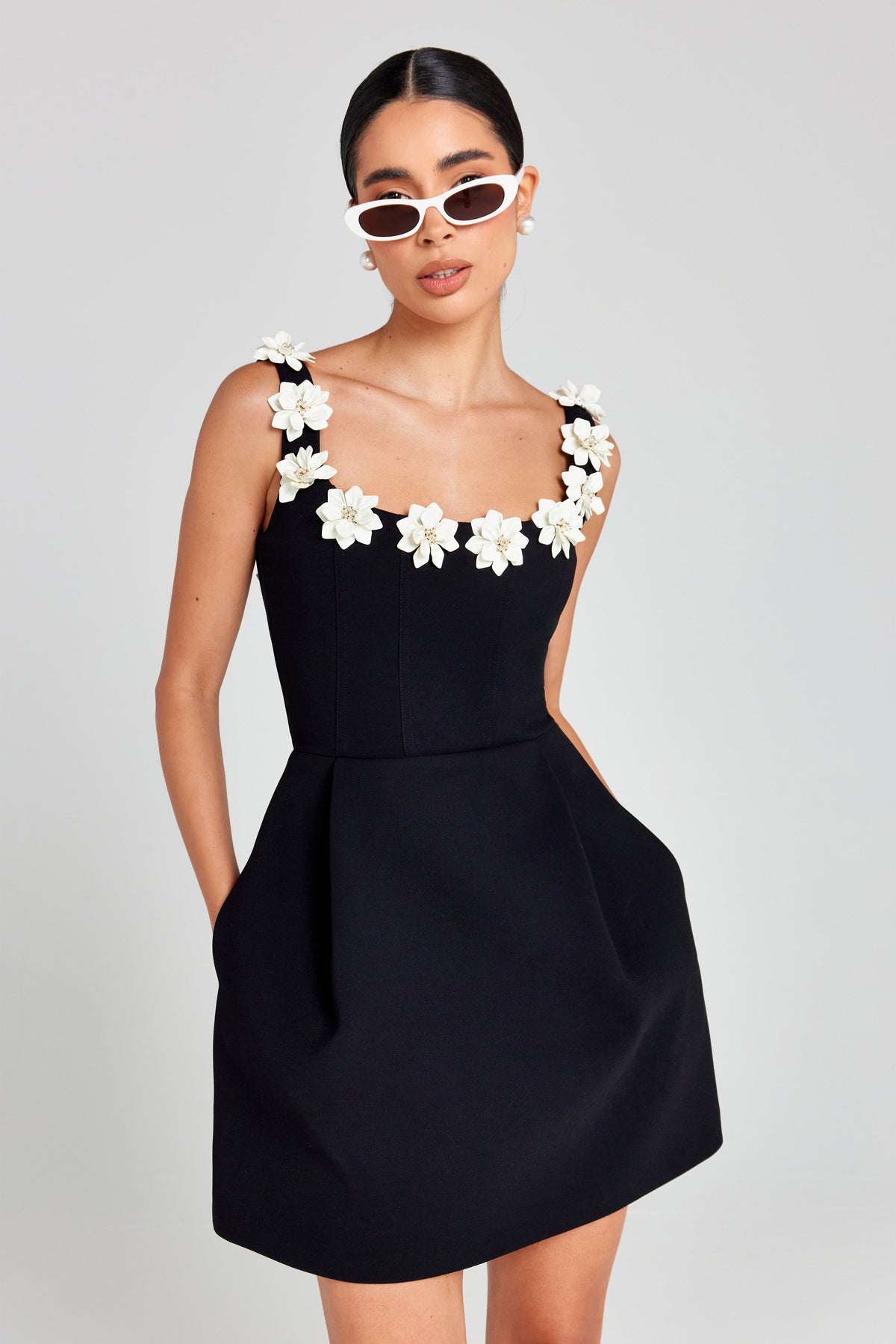 Women's Floral Appliqué Mini Dress