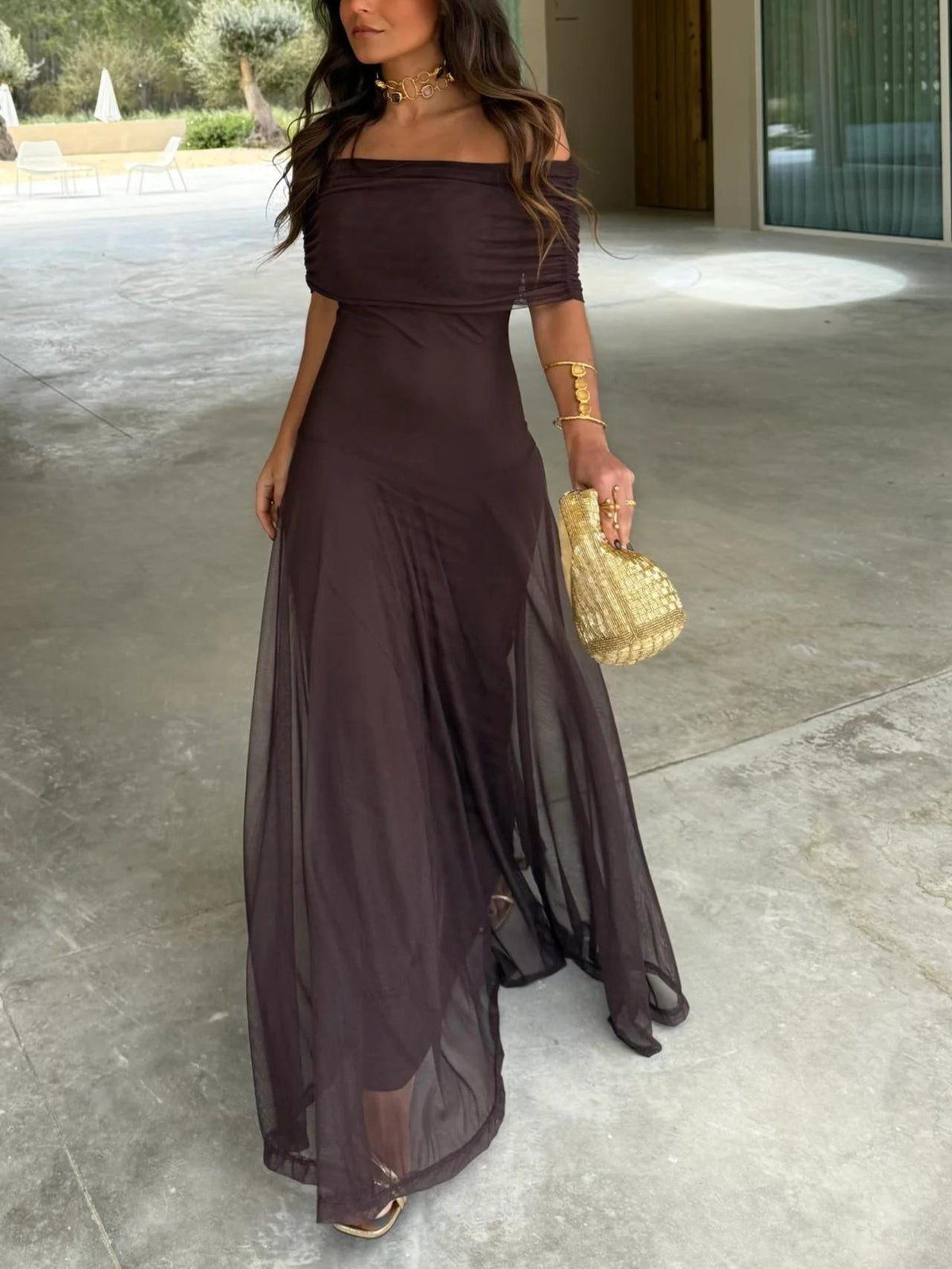 Women's Flowing Chiffon Maxi Dress