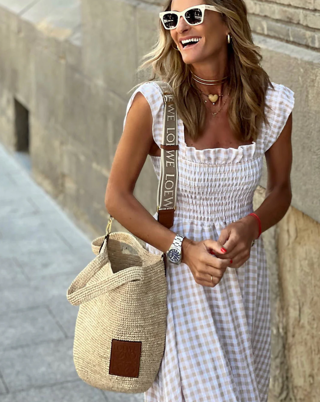Women's Lightweight Cotton Gingham Maxi Dress