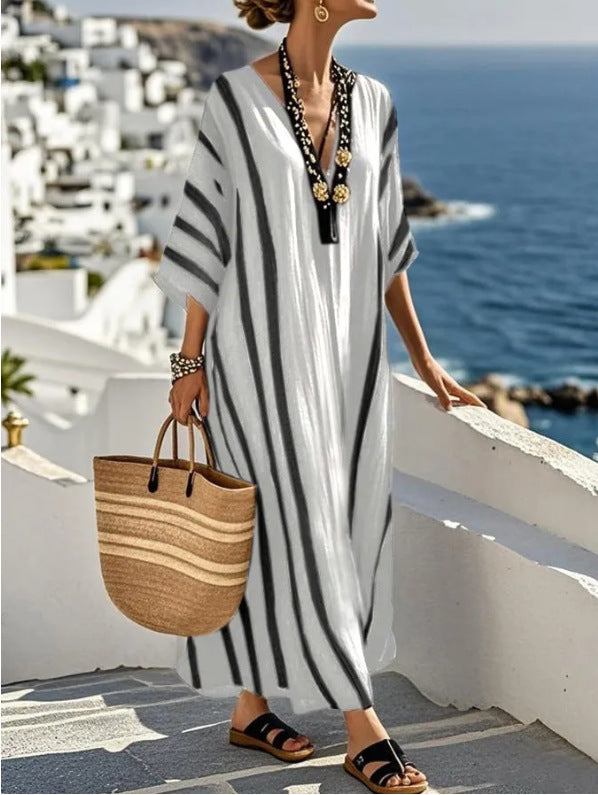 Women's Lightweight Cotton Linen Kaftan Dress