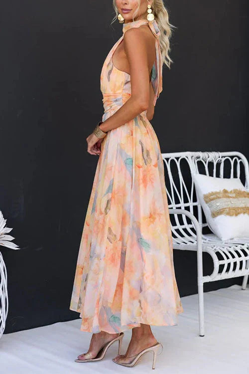 Women's Lightweight Watercolor Maxi Dress
