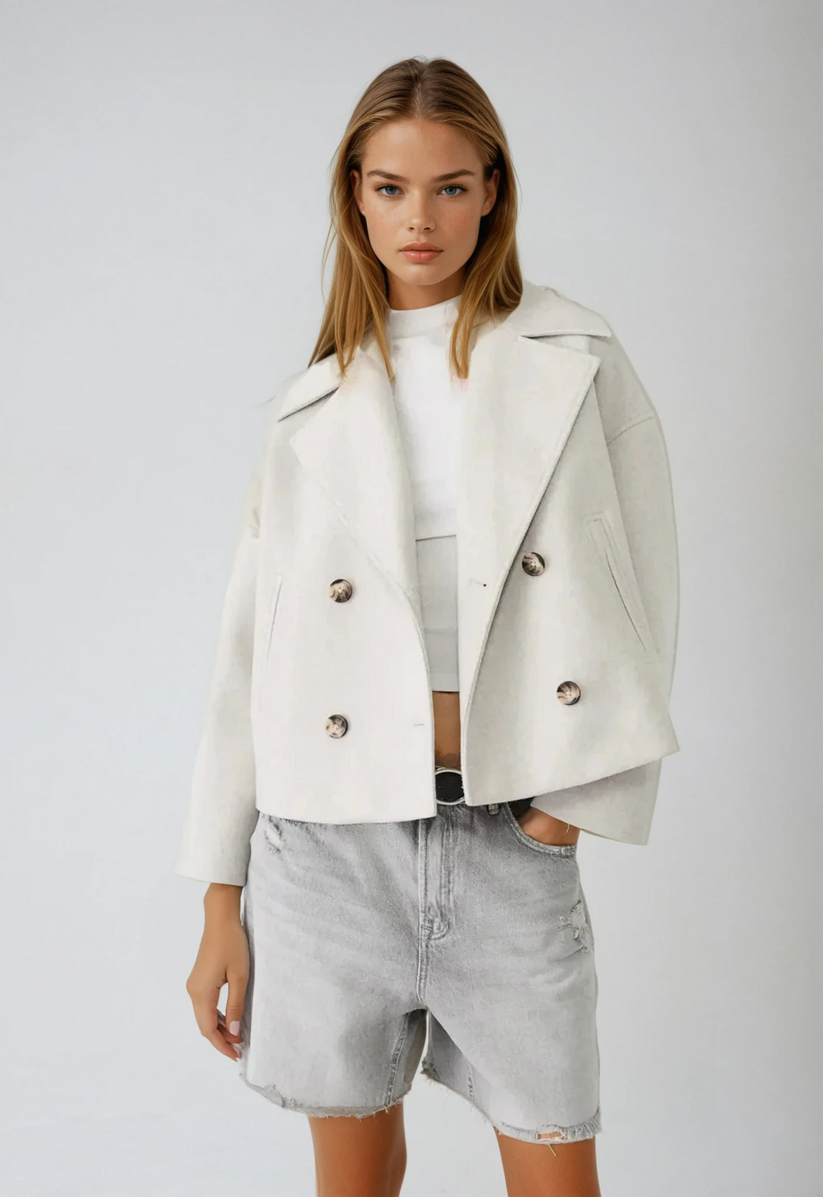 Women's Lightweight Wool Blend Short Coat
