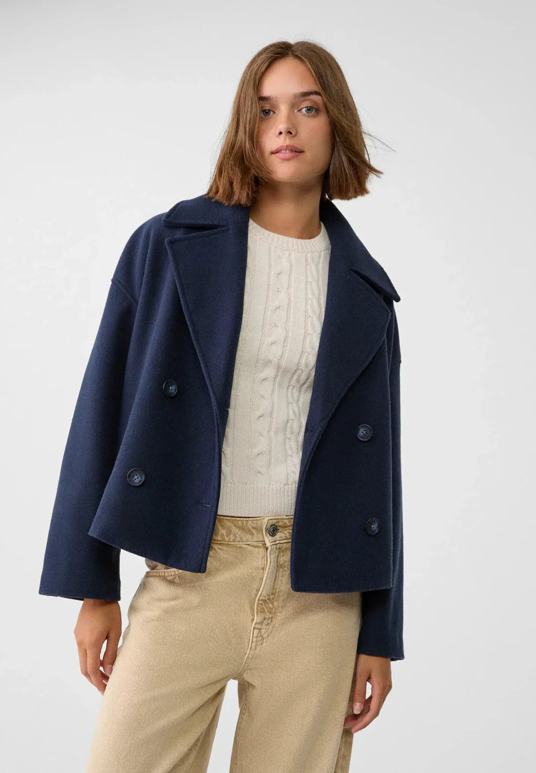 Women's Lightweight Wool Blend Short Coat
