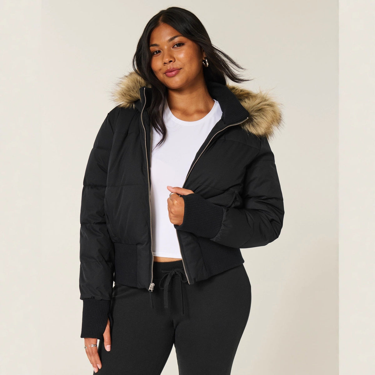 Women's Quilted Polyester Puffer Jacket