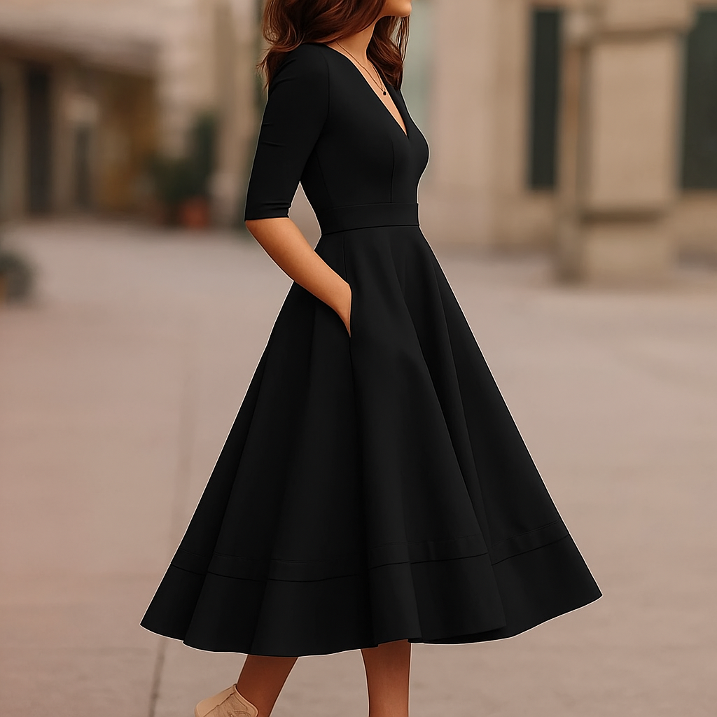 Women's Retro-Inspired Midi Dress