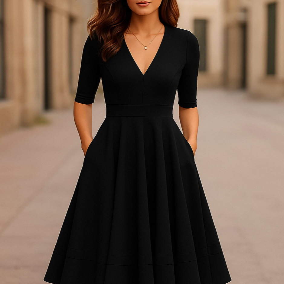 Women's Retro-Inspired Midi Dress