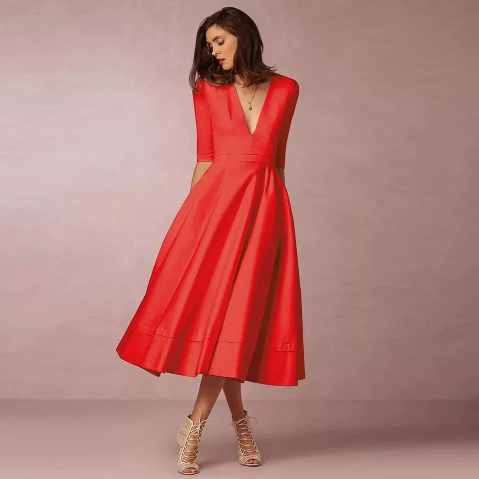 Women's Retro-Inspired Midi Dress