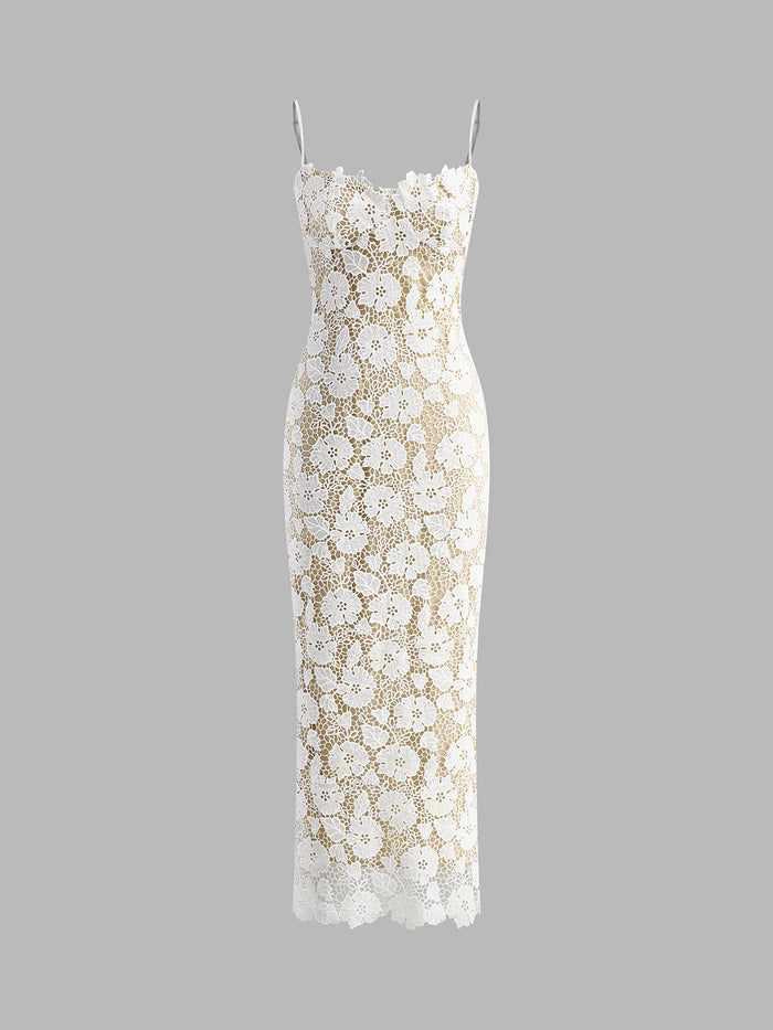 Women's Sheer Lace Maxi Dress
