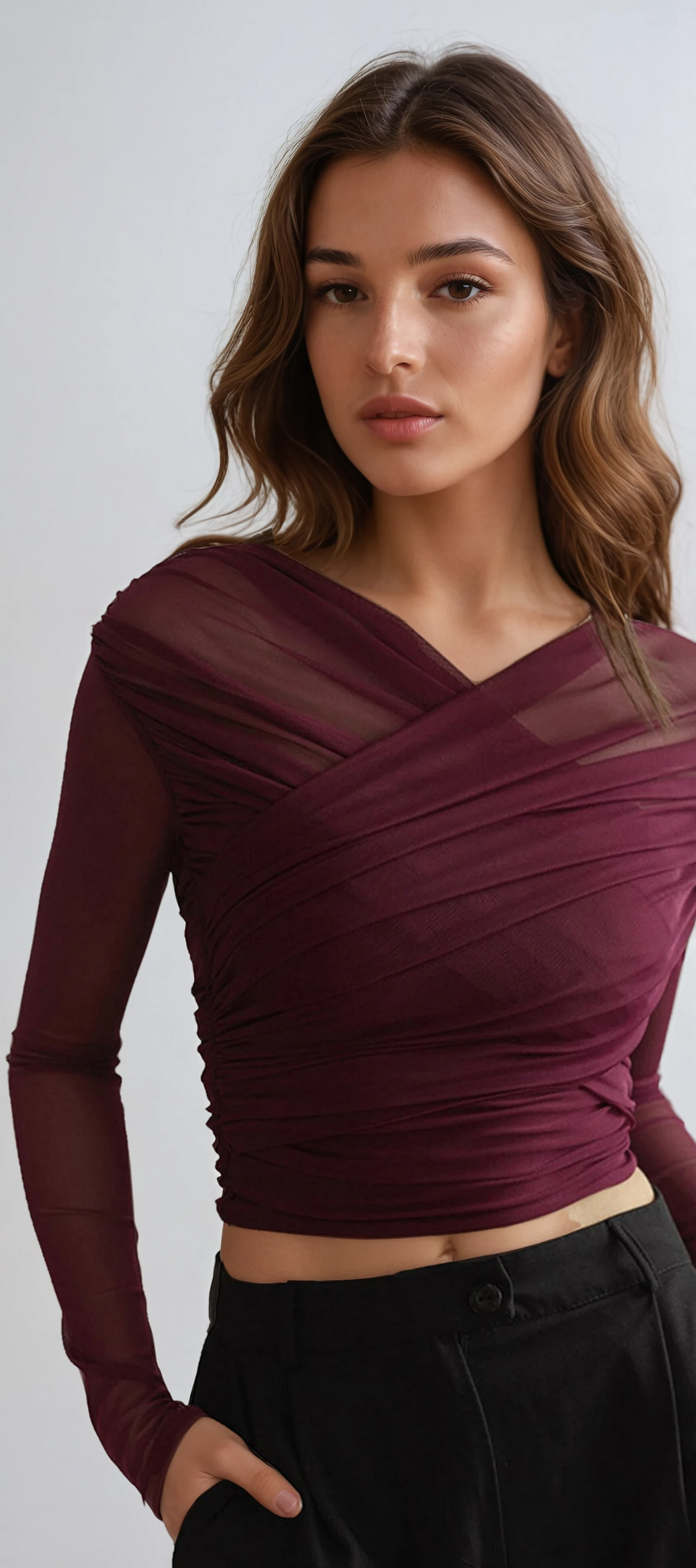 Women's Sheer Mesh Long Sleeve Top